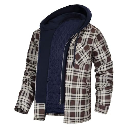 Veste matelassée à capuche style surdimensionné à carreaux et doublure chaude