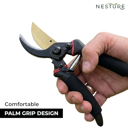 Image of Plant Cutter for Garden Heavy Duty | Ultra Sharp Pruning Cutter with Safety Lock | Non-Slip Garden Scissors for Plants & Branches (Black)