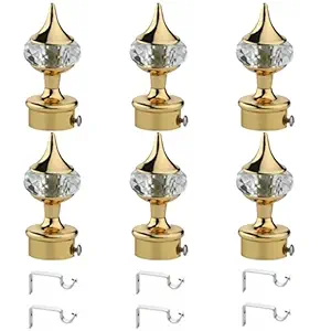 SPOTBIA Curtain Bracket Stainless Steel/Bracket Rod Heavy Support/home decor/windo & door Accessories/Curtain Knob/premium quality* /1 Inch Rod Pocket/Curtain with Support screw & wall plug Accessorise/(Pack of 6)