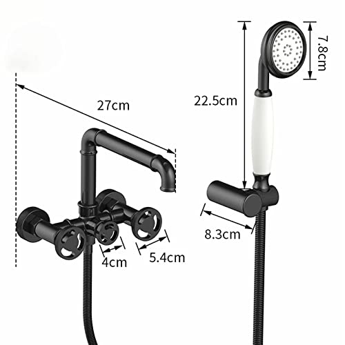Ensemble de douche de bain mural avec mitigeur baignoire noir mat