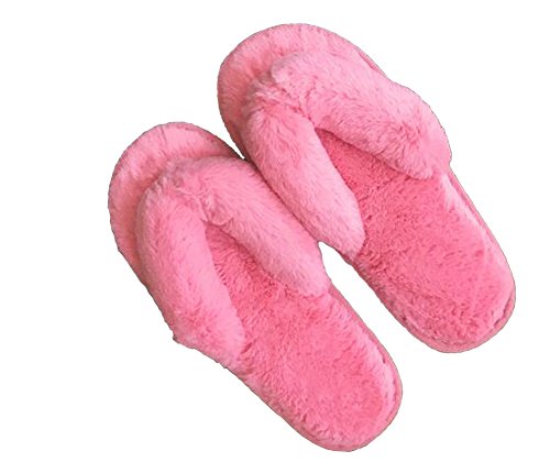 Dámské plyšové Tanga Indoor Domácí boty Pantofle Thong Slipper, Růžová, 40/41 EU