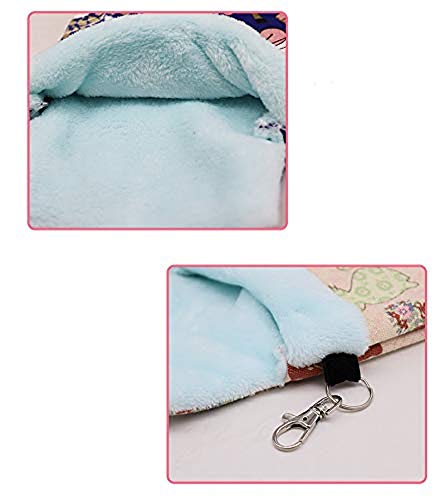 Image of Litewoo Sugar Glider Sleeping Pouch Bag Hanging Nest for Small Pet, L, Pink | High-density canvas exterior, soft wool interior, machine washable bag for small animals /squirrels /marmosets /rats /hamsters