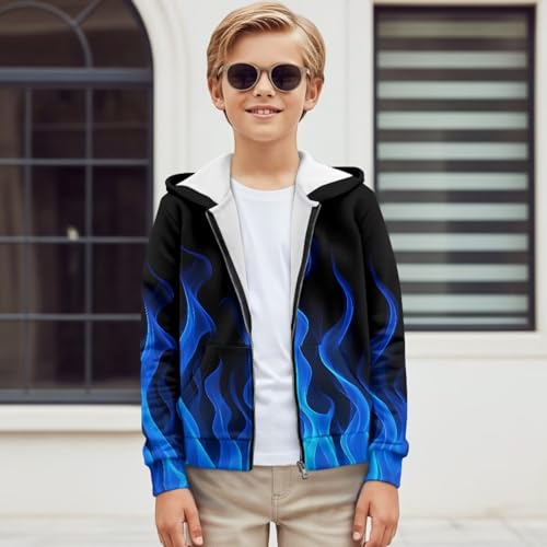 3D Art Pattern Boys Girls Zip Up Hoodie Comfy Long Sleeve with Pockets Casual Kid Hooded Sweatshirts 8-16 Years3