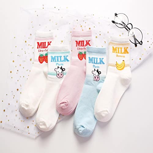 5 pares de meias femininas kawaii japonesas coreanas harajuku fashion fofas de gato, cachorro, pato,