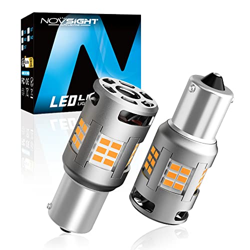 1968 mustang convertible parts - NOVSIGHT 1156 180° BA15S Turn Signal Light Bulbs Amber Yellow, CANbus Error Free 5000LM Super Bright, Anti Hyper Flash 7506 1003 1141 P21W LED Bulbs Replacement for Brake Tail Reverse Lights, 2 Pcs