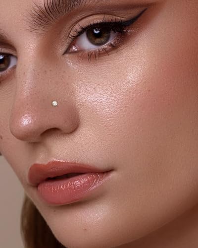 COCHARM 14K Solid Gold Bone L Bend Nose Stud 22g 18g 20g 1.5mm 2mm 3mm CZ Yellow Gold Nose Ring Stud Press Fit Nose Pin S Screw 14K Real Gold Nose Piercing 22g 20g 18g Nose Jewelry2