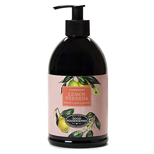 Simple Pleasures Luxury Lemon Verbena Scented Aromatic Hand Cleanser - Classic Floral Design Hand Soap Dispenser Pump for Bathroom Or Kitchen Countertop - Backed by The Good Housekeeping Seal