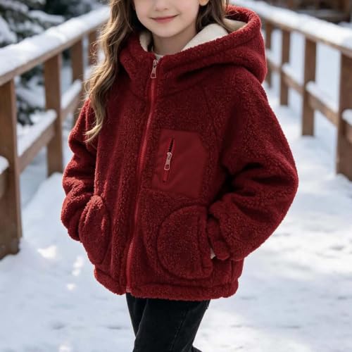 Girls Fleece Jacket Zip Up Hoodie Winter Coat with Pockets Warm Outerwear | Girls winter jacket, fleece hoodie with cozy hood and pockets, ideal for school, outdoor play, travel and cold-weather days - image 2
