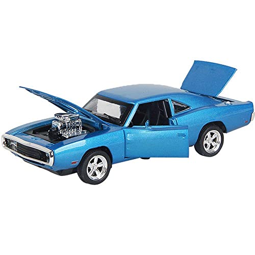 Image of WireScorts Fast & Furious 7 Diecast Metal Pullback Openable Doors Toy Cars with Flashing Light and Musical Sound for Gifts Toys for Kids Boys and Girls Children - Blue
