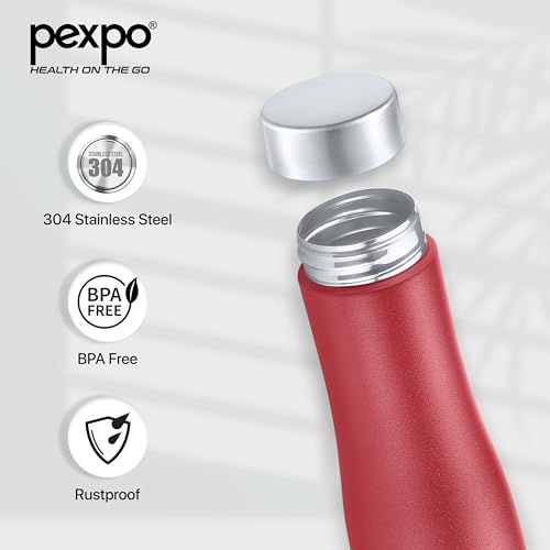 Image of Go24 pexpo Monaco 1000 ISI Certified Stainless Steel Sports /Fridge Water Bottle with Steel Cap, 970ml, Crimson Red | BPA Free | Water Bottle for Office, Gym, School, Yoga, Trekking, Adults&Kids