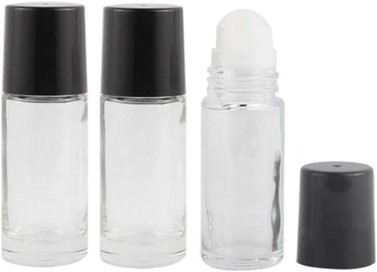 3 Packs Glass Roll On Bottles Deodorant Container Travel DIY Deodorant Bottles With Plastic Roller Balls For Lip Balm Lotion Sunscreen (30ml)
