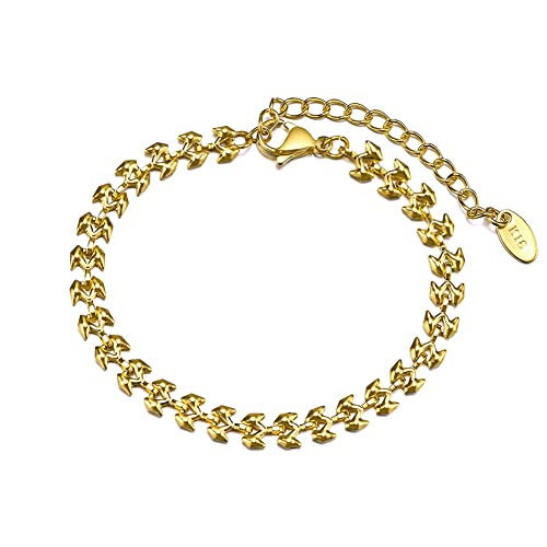 Palotay 14K Gold Bracelet Handmade Adjustable Charm Bracelets Wheat/Heart/W/Bow Tie Gold Chain Bracelets For Women Men Teen Girls Dainty Personalized Jewelry Gifts W #TOP19