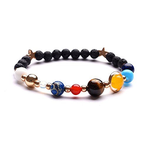 Mainbead Système Solaire Bracelet Universe Galaxy Les Neuf Planètes Guardian Star Natural Stone Perles Bracelets Lava Rock