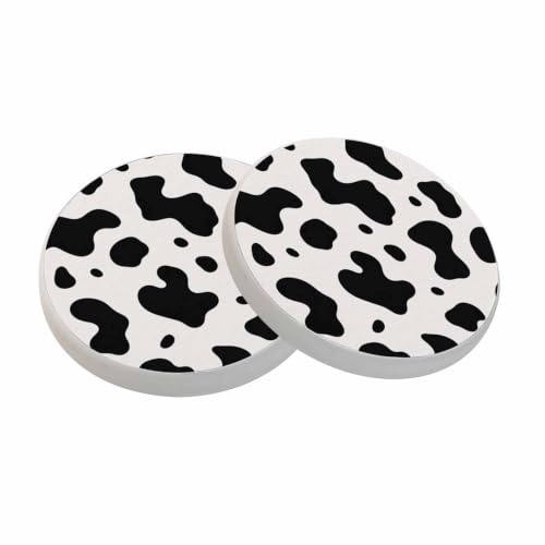 oFloral Black White Coasters for Drinks Milk Cow Spots Animal Skin Texture Cups Place Mats for Home Decor Set of 2, 4 Inch