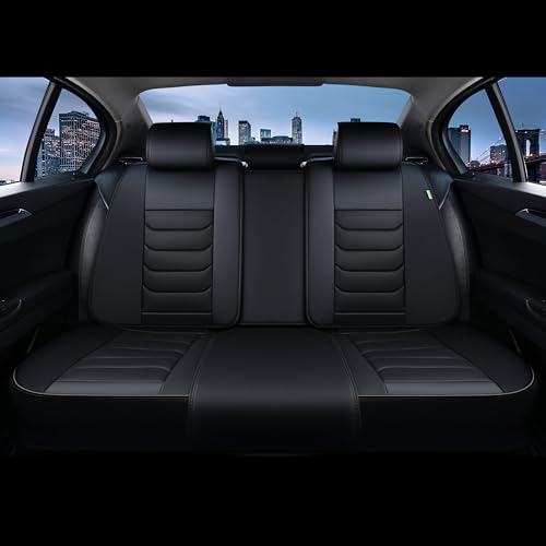 Image of FLORICH Seat Covers Full Set,Leather Seat Covers, Front and Rear Seat Cover 5 Seats, Waterproof Car Seat Cushion Protector Accessories for Sedan SUV Pick-up Truck(Black, Full Set)
