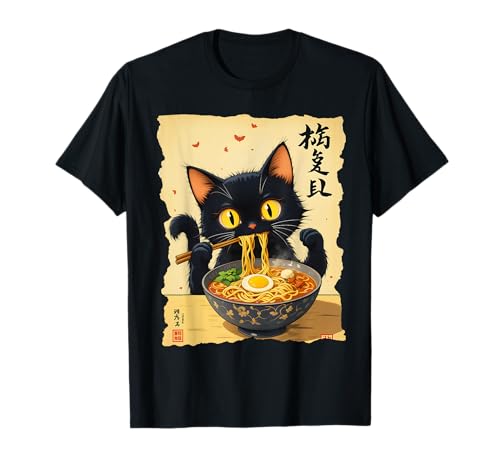 Nouilles de Ramen Japonais Manga Ramen Kawaii Chat T-Shirt