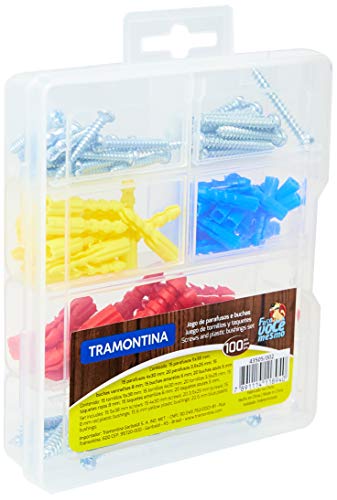 Tramontina 43505002, Maleta Parafusos e Buchas 100 Peças com 50 Parafusos 50 Buchas