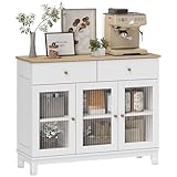 SILENZIOSO E SENZA POLVERE: Goditi la comodità dei cassetti a scorrimento silenzioso, che garantiscono momenti di tranquillità giorno e notte. I pannelli in vetro scanalato aggiungono eleganza a questa credenza, proteggendo i tuoi oggetti preziosi dalla polvere.