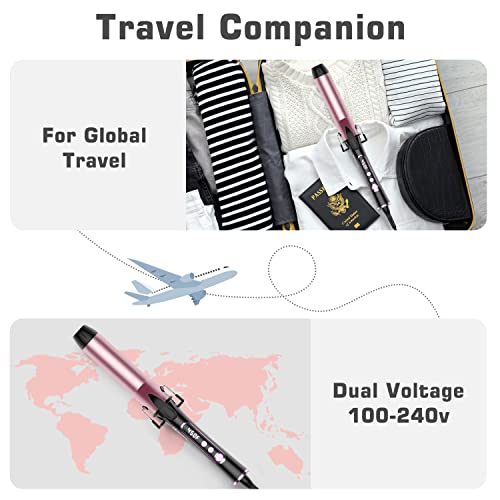 1.5 inch Ceramic Tourmaline Large Hair Curling Iron (Rose Gold)