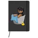 Azeeda A5 'Rottweiler-Badezeit' Schwarzes Liniertes Notizbuch Gebundenem Buch (NB00042868)