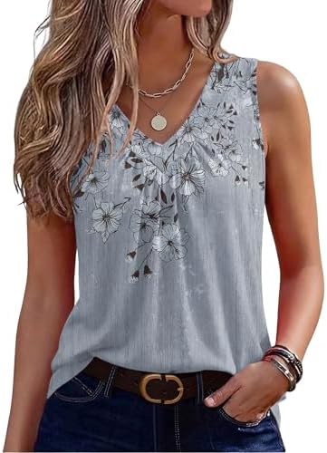 Zeagoo Womens Tank Tops Summer Sleeveless Loose Fit Tops V Neck P...