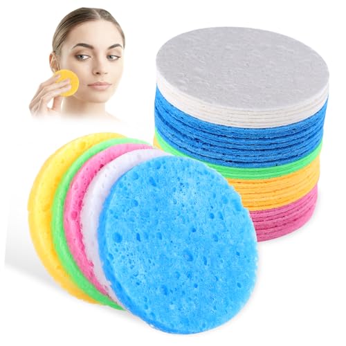 DECORNIJIA 50Piezas Esponjas De Limpieza Facial Portátiles Esponjas Naturales Para Desmaquillar y Limpieza De Maquillaje Accesorios De Maquillaje