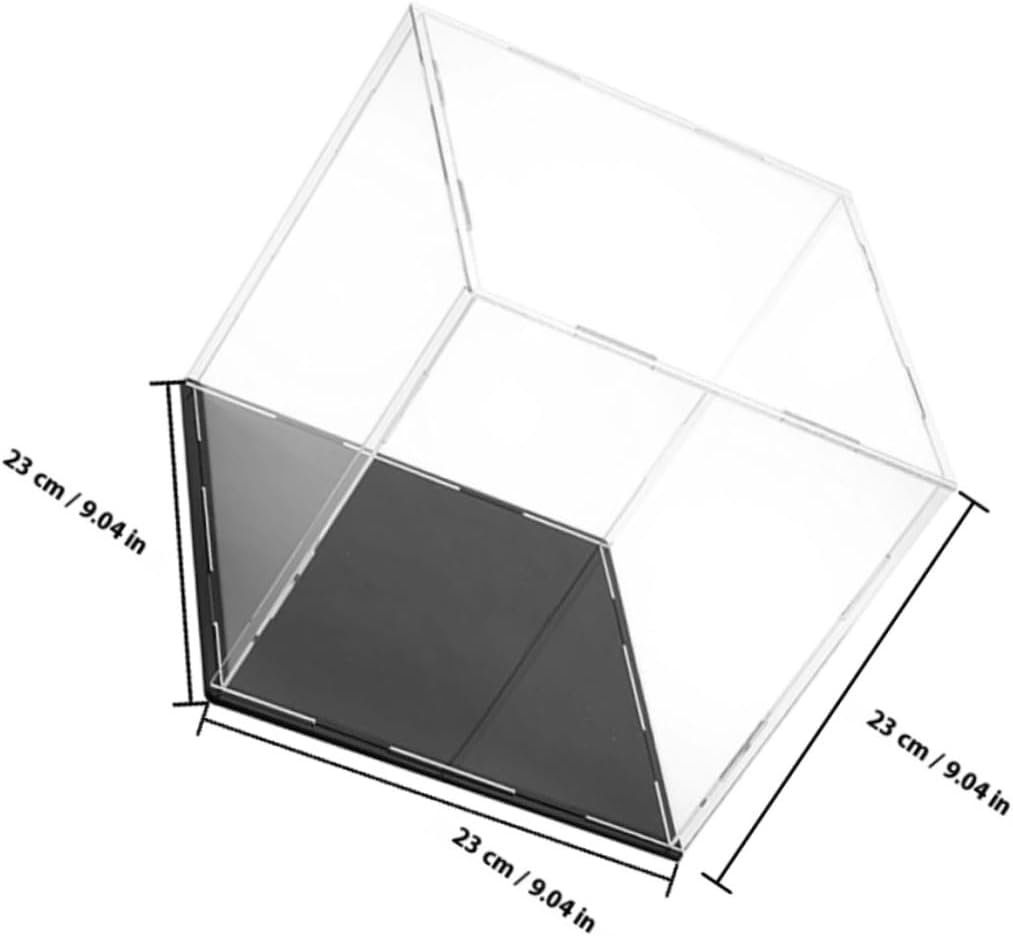 Acrylic Display Case Cube 23x23x23cm Dustproof Sports Memorabilia Showcase Box for Football Basketball Collectibles with Base for Home and Office Storage
