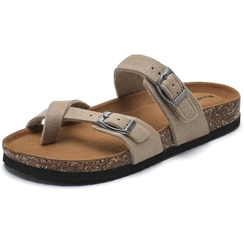 Image of Torotto Boys Girls Sandals with Cork Footbed Adjustable Buckle Casual Flip Flops Sandals Open Toes Flat for Kids Toddler