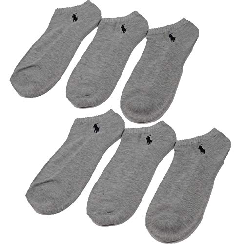 Polo Ralph Lauren polo logo Mens Socks no show Gray with Black Pony 6 Pairs