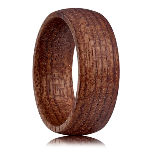 King Will Wooden Wedding Band for Men Women-8mm Width Natural Brown Padauk Wood Wedding Ring in Dome Style Comfort Fit and Promise Ring Size 11