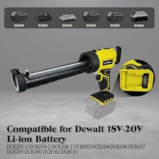 Cordless Caulking Gun Compatible for DeWalt 20V Max Battery, 10 Oz/300ml Electric Silicone Gun,with LED Light,4 Adjustable Speed for Filling, Sealing, Repair（No Battery）