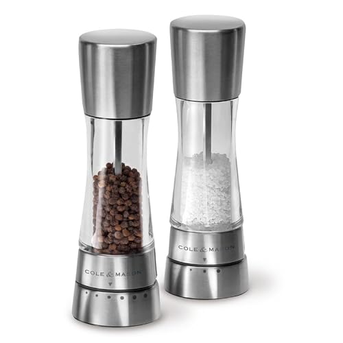 Cole & Mason Derwent Grinder Set - Precision Mechanisms and Sea Salt and Peppercorns - Derwent Salt and Pepper, Stainless Steel