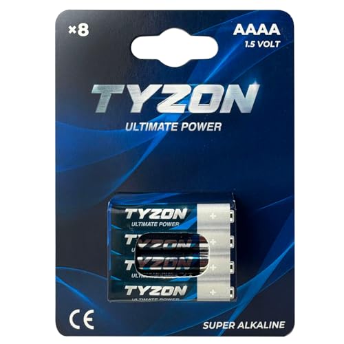 TYZON AAAA Batterien 1 5V Super Alkaline 8er Pack | Langlebige Micro-Batterien für Fernbedienung LED-Lampen Thermometer Spielzeug Quecksilberfrei