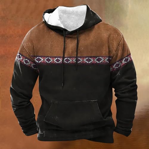 Men's Western Vintage Sweatshirts Aztec Printed Hoodies African Dashiki Pocket Graphic Pullover Sweaters Tops 20252