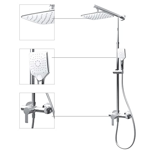 Schulte Duschsystem Rain II - Eckige Regendusche Mit Einhebelmischer Verchromt