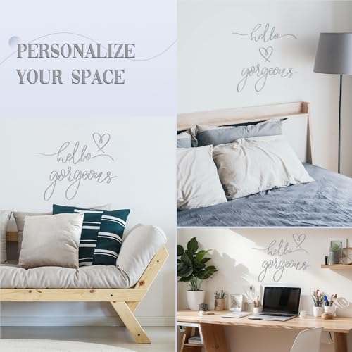 Hicarer Metal Hello Gorgeous Wall Art Minimalist Decor for Bedroom Bathroom Living Room Dressing Room Salon Office Home Decorations Easy to Install Wall Decor(Silver,Classic Style) - Image 3