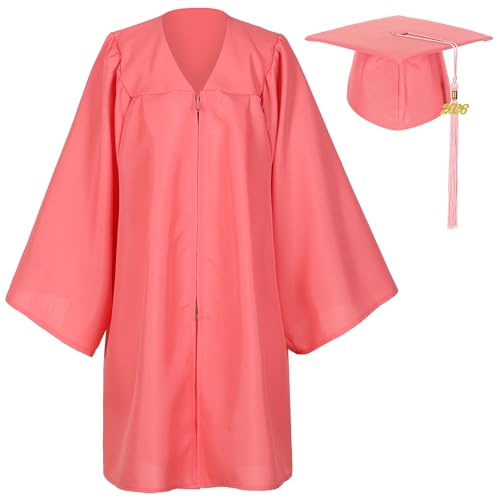 Gradwow Matte Kindergarten Preschool Graduation Cap and Gown Set for Kids with Tassel (Pink 36)