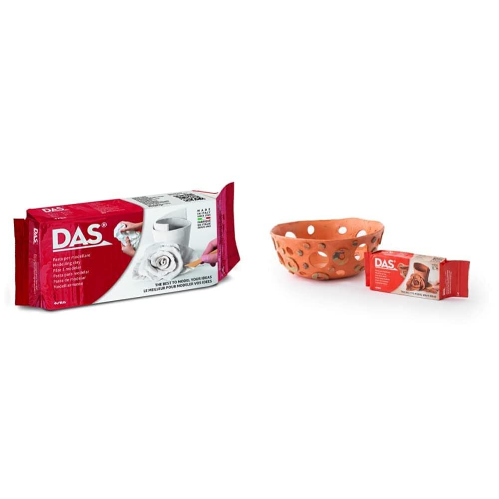 DAS White 500 g Air Drying Modelling Clay & Terracotta Air-Hardening 1kg Modelling Clay, Ideal for Professionals & Hobbyists