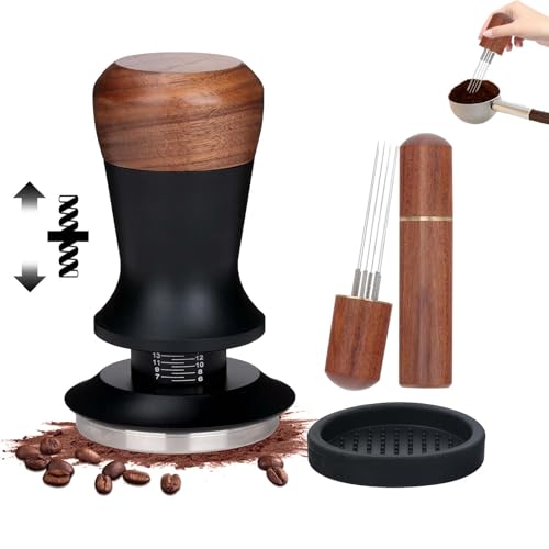 Foyucool Pressa Caffè Professionale 51mm, Set Completo con Dosatore e Tappetino, Base Acciaio e Manico Legno, Pressione Costante e Design Ergonomico, Perfetto per Casa e Bar