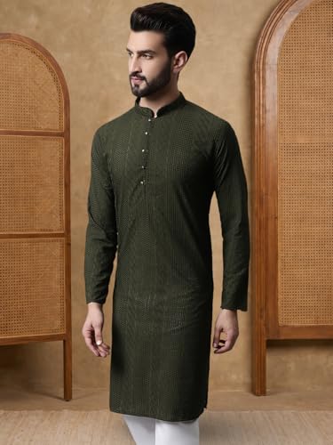 Image of Jompers Embroidered Cotton Kurtas for Men