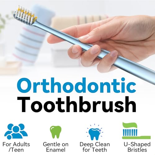 JTF Orthodontic Manual Toothbrush for Braces: 6 U-Shaped Tooth Brush with 6 Interdental Brushes, Ultra-Durable Bristles for Stain Removal and Deep Oral Clean, Toothbrushes for Tooth with Dental Device - Image 3