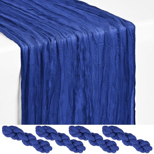 4 Pack Royal Blue Cheesecloth Table Runner 17x108 Inches Boho Home Decor