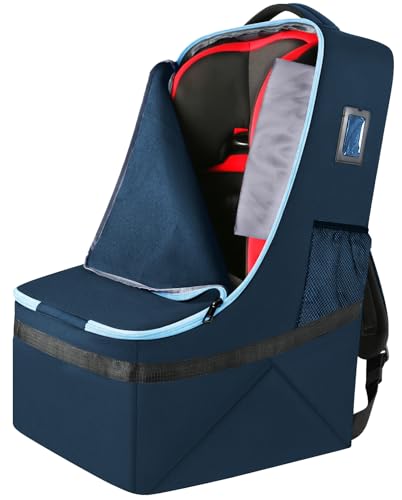 Image of YOREPEK Padded Carseat Travel Bag, Car Seat Travel Cover Backpack with Shoulder Straps, Gate Check Car Seat Bag, Baby Airplane Travel Essentials