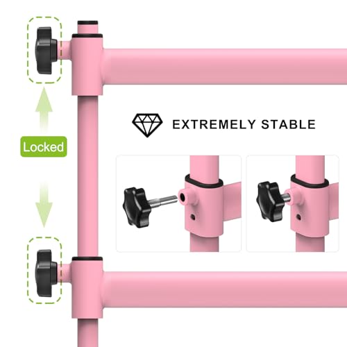 Dolibest Ballettstange Freistehend Rosa, 10 Höhenverstellbare Schwerlast Stretchstange Tanzbar mit Rutschfesten Gummipad für Kinder Erwachsene Zuhause Workout Fitness Yoga,120 x 71cm