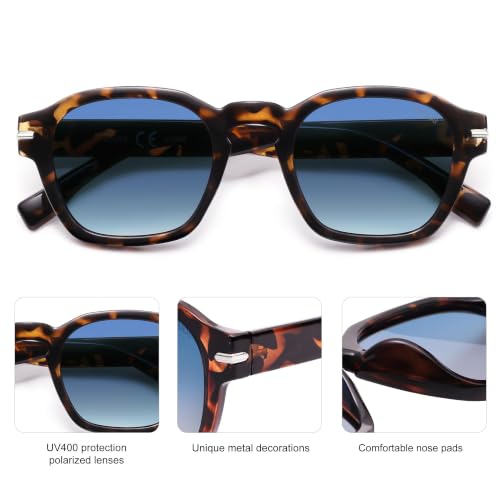 Image of SOJOS Retro Square Polarized Sunglasses Men Trendy Womens SJ2382 | Vintage UV400 90s Sun Glasses Outfit Driving