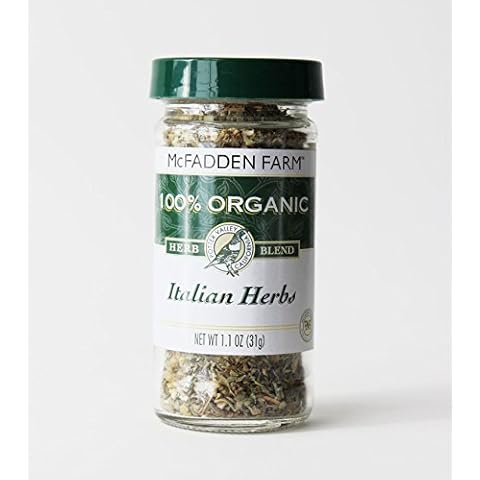 McFadden Farm Organic Italian Herbs, Seasoning Blend, Grown and packed in the U.S.A., 1.1 oz. in glass jar Cover