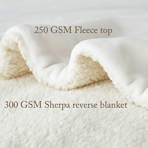 Lbro2M Sherpa Fleece Bed Blanket Queen Size Super Soft Fuzzy Plush Warm Cozy Fluffy Microfiber Couch Throw Double Reversible Blankets,Ivory #TOP3