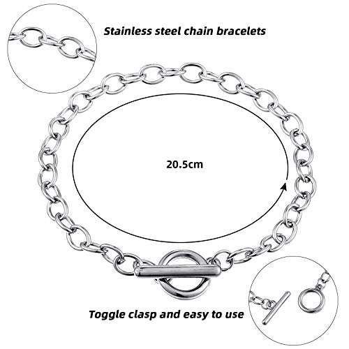 24 Pieces Bracelet Chains With Ot Toggle Clasp Alloy Bracelet Link Chains Diy Jewelry Making Bracelets Chains For Women Diy Jewelry Crafts Supplies (Silver) #TOP1
