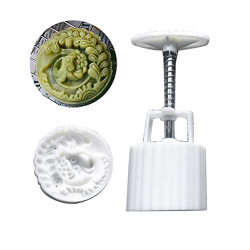 vokee Mooncake Mold, 75g Mooncake Barrel Mold with Stamp Hand Press Moon Cake Pastry Mould Bakeware for DIY Press Mold