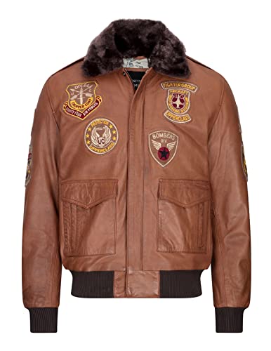 TruClothing Men's Bomber Jacket Outwear Windproof Winter Air Force Aviator Flying Distressed Real Leather Jackets Coat2
